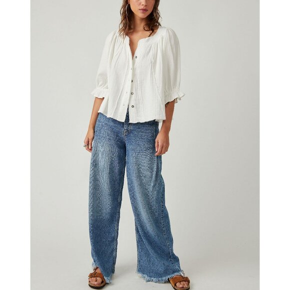 🆕 FREE PEOPLE Lucy Solid Swing Top / Optic White - Picture 5 of 16